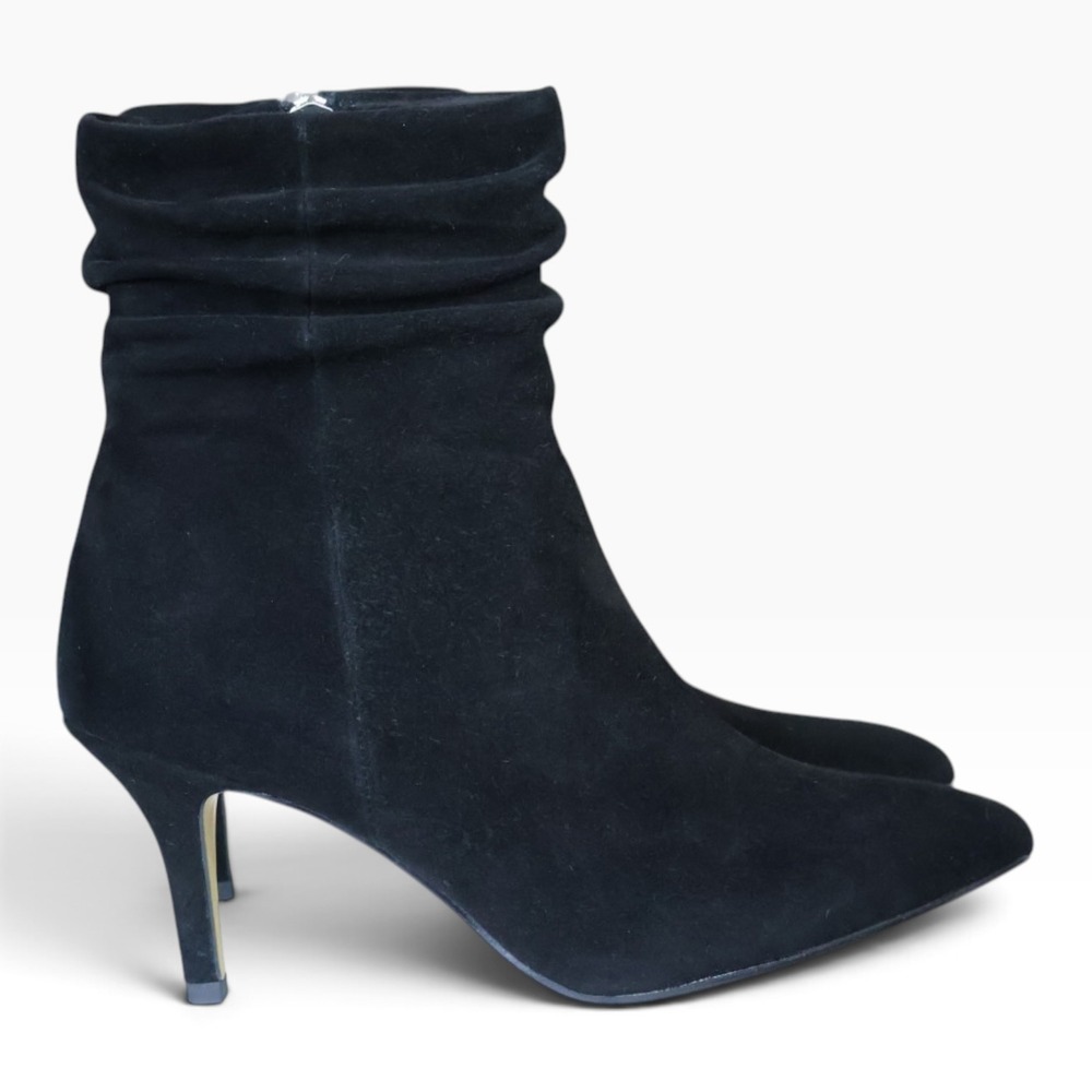Black Suede Ankle Boots Pointed Toe Stiletto Heel Zip Bella Vita Danielle 7.5M